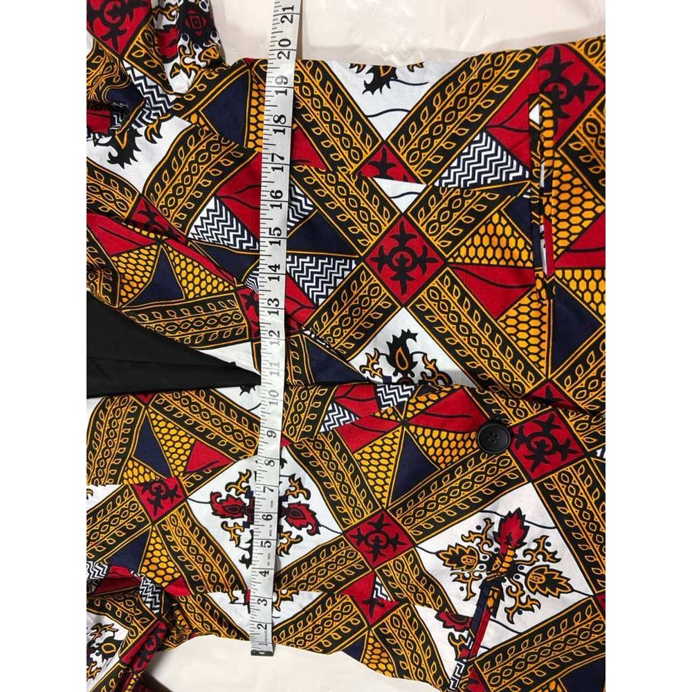 D'Iyanu Womens African Print Blazer Red Yellow Navy Geometric Jacket Size M‎ - Picture 7 of 10